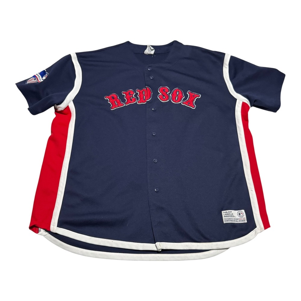 Vintage 2000s Dynasty Boston Red Sox Stitched Baseball‎ Jersey Men's 2XL FLAWS